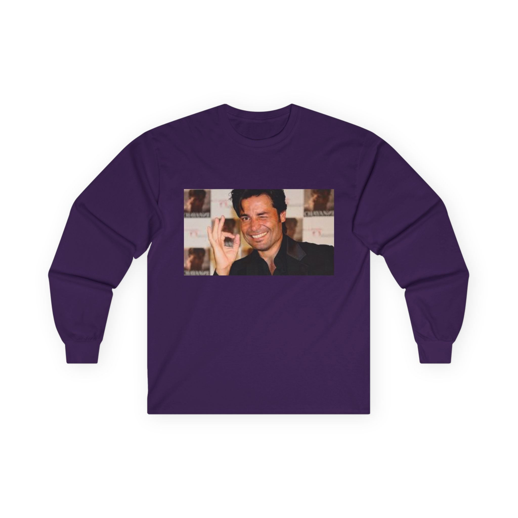 Photo Graphic Long Sleeve Tee — Smiling OK Hand Retro Photo