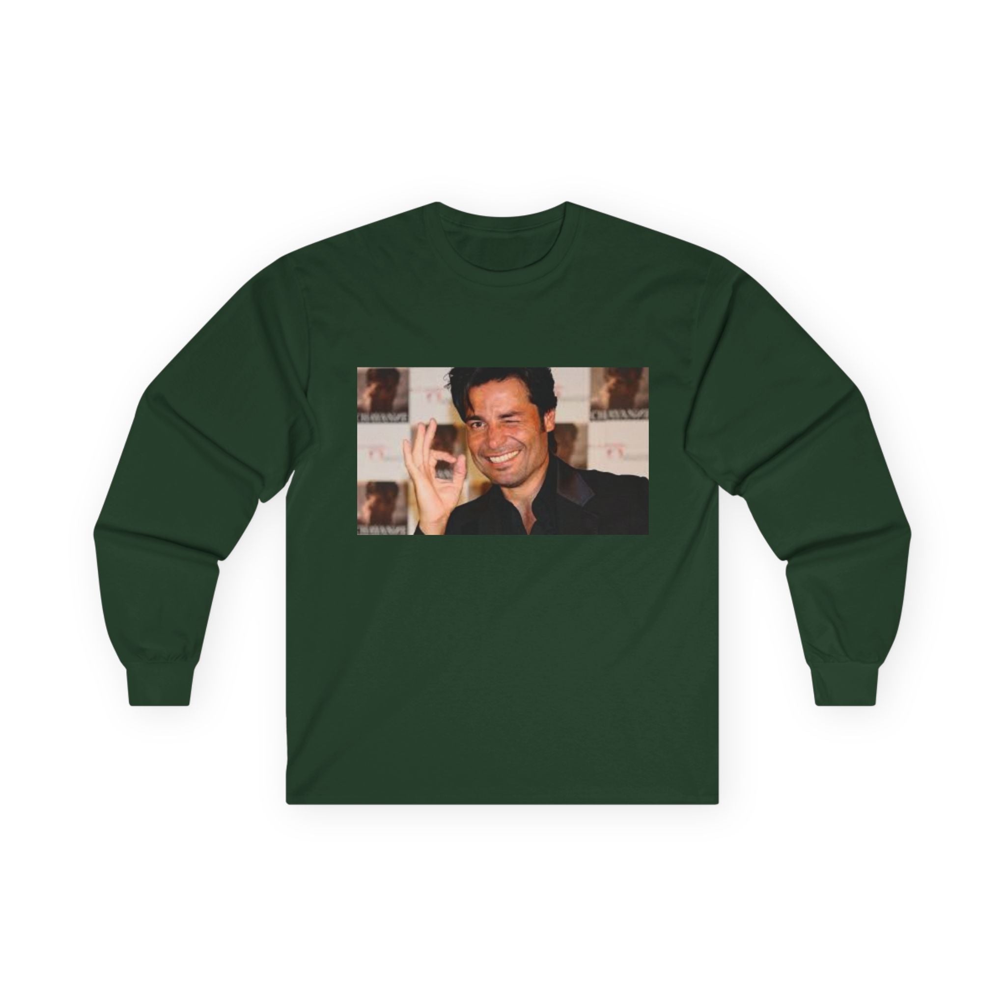 Photo Graphic Long Sleeve Tee — Smiling OK Hand Retro Photo