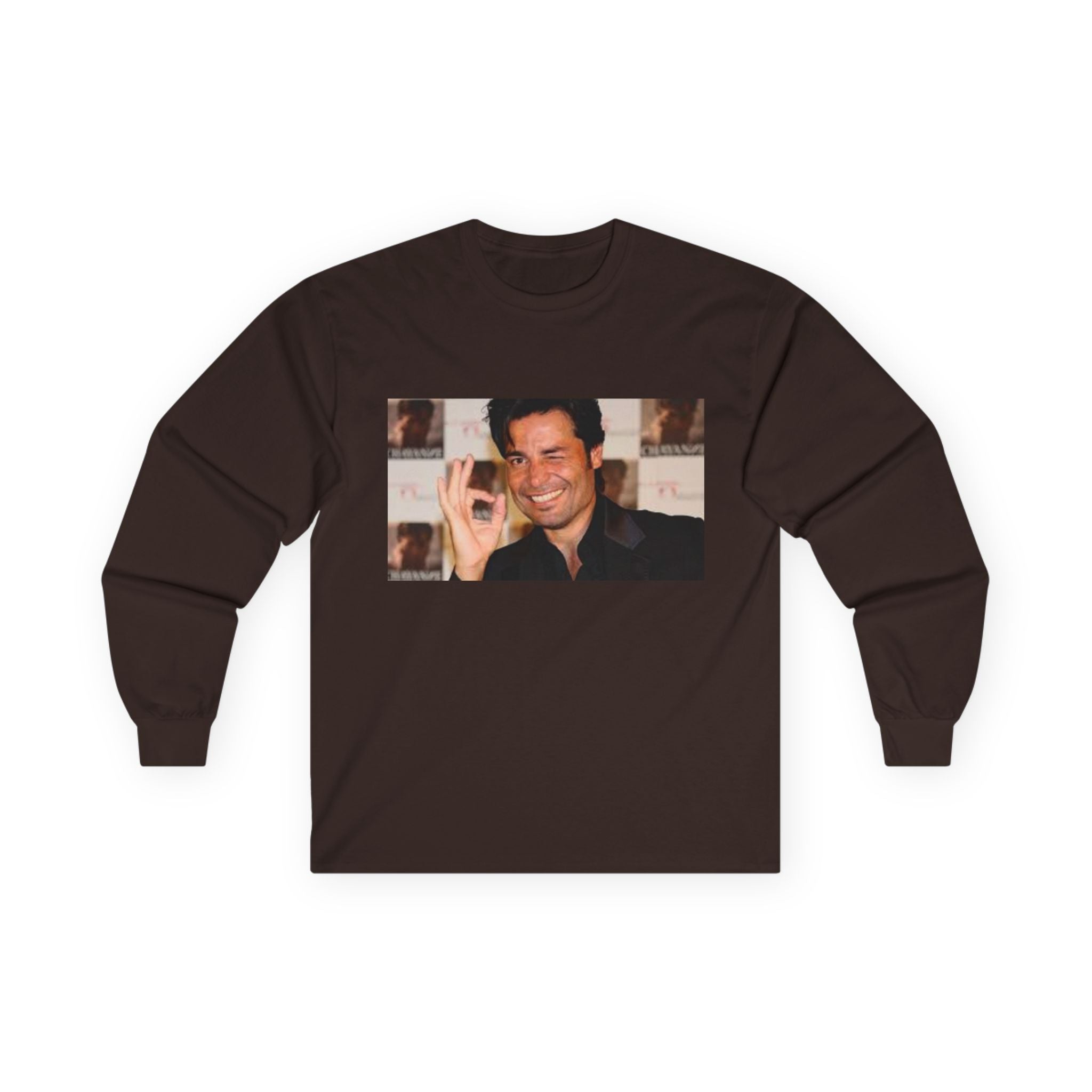 Photo Graphic Long Sleeve Tee — Smiling OK Hand Retro Photo