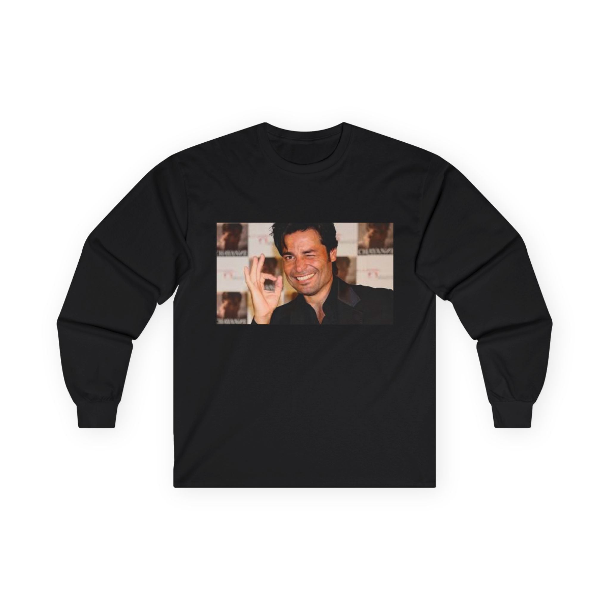 Photo Graphic Long Sleeve Tee — Smiling OK Hand Retro Photo